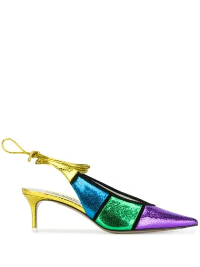 Attico Tie Ankle Colour-block Pumps In Multi