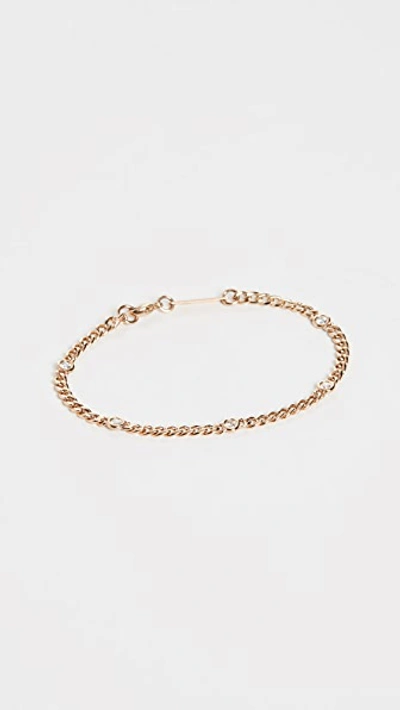 Zoë Chicco 14k Small Curb Chain Bracelet With 5 Floating Diamonds