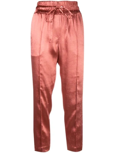 Cinq À Sept Hammered Satin Adalie Trousers In Pink