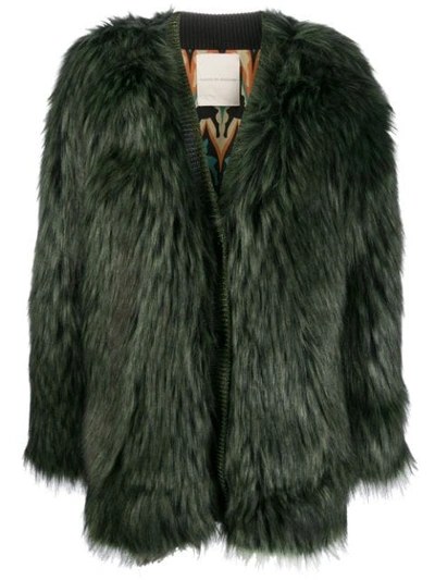 Marco De Vincenzo Faux Fur Coat In Green