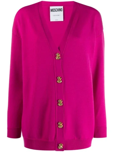 Moschino Dollar Buttons Cardigan In Pink