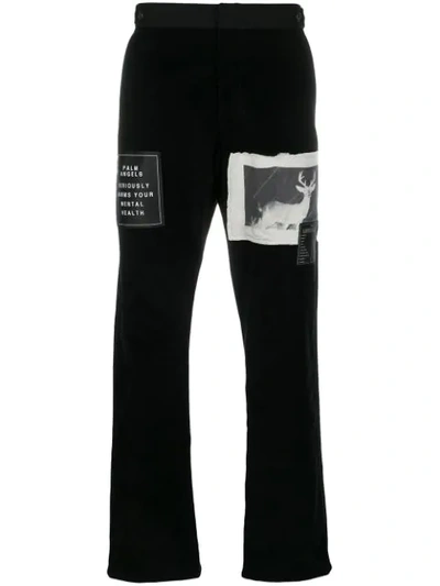 Palm Angels Patch Embellished Straight Trousers In Black