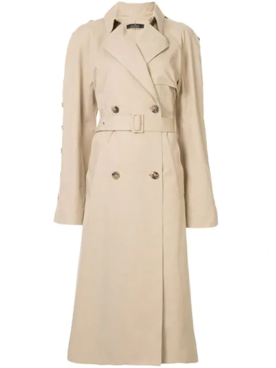 Rokh Button Sleeve Trench Coat In Neutrals