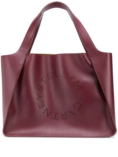 Stella Mccartney Perforated Logo Tote In 6402 Wine