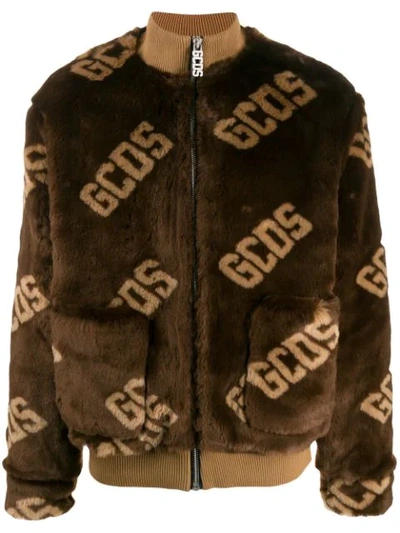 Gcds New Fur Coach Acrylic Blend Jacket In Brown