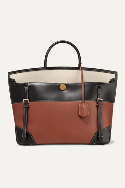 Burberry Buckle-embellished Canvas And Leather Tote In Brown