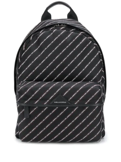 Karl Lagerfeld K/stripe Logo Backpack In Black