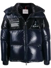 Moncler Logo Patch Padded Jacket In Blue