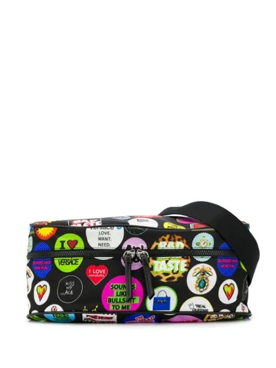 Versace Badge Print Belt Bag In Black