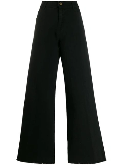 L'autre Chose High-waisted Wide Leg Trousers In Black