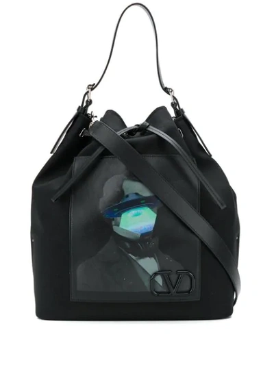 Valentino Garavani Face Ufo Shoulder Bag In Schwarz