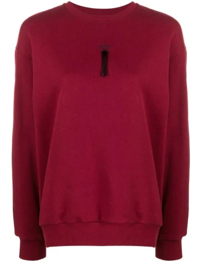 Stella Mccartney Tasselled Embroidered Star Sweatshirt In Red