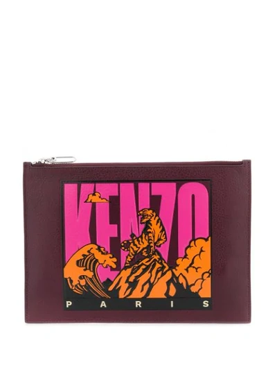 Kenzo Tiger Mountain Clutch In Rot