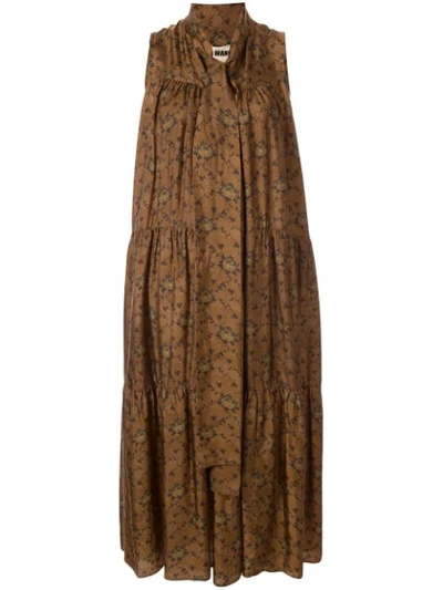 Uma Wang Pussy Bow Dress In Brown