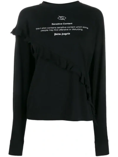 Palm Angels Ruffled Sweatshirt In Black