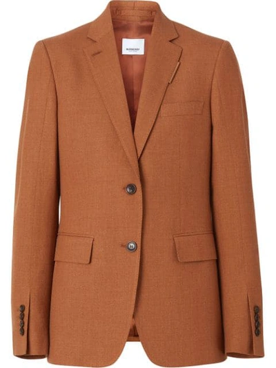 Burberry Wool, Silk And Cotton Blazer In Brown