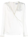 Self-portrait Embellished V-neck Blouse In White