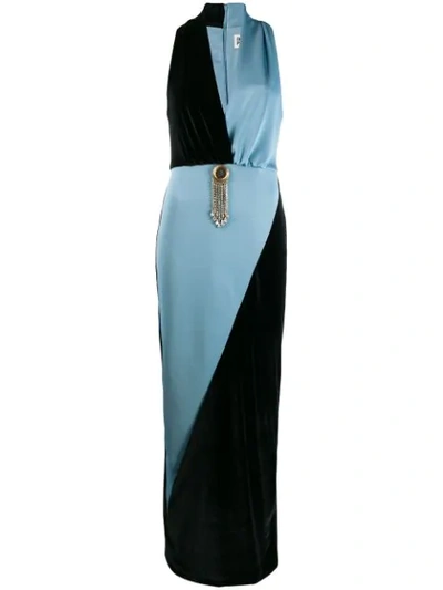 Fausto Puglisi Two-tone Fitted Dress In Blue