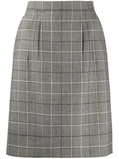 Gucci Check Pattern A-line Skirt In Grey