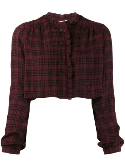 Kristina Ti Cropped Check Shirt In Red