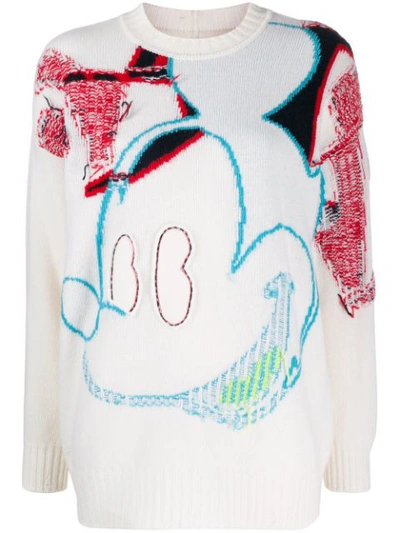 Iceberg Deconstructed Mickey Mouse Jumper In White/multicolor