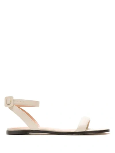 Egrey Leather Flat Sandals In Neutrals