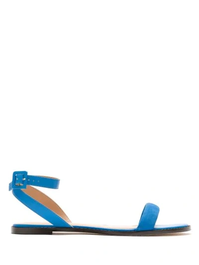 Egrey Leather Flat Sandals In Blue