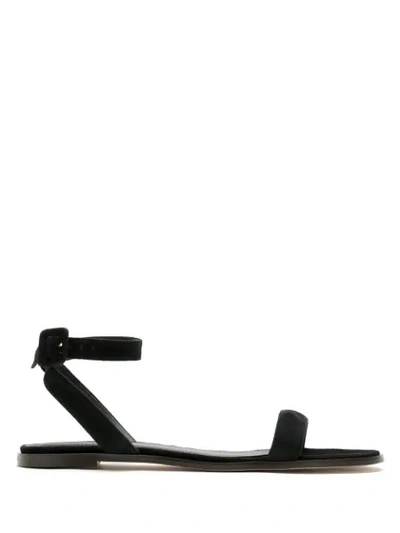 Egrey Leather Flat Sandals In Black