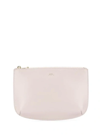 Apc Leather Zipped Clutch In Pink