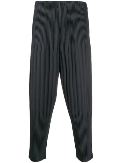 Issey Miyake Pleated Dropped Crotch Trousers In Grey