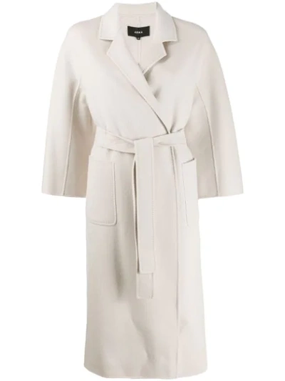 Arma Stitch Detail Wrap Coat In Neutrals