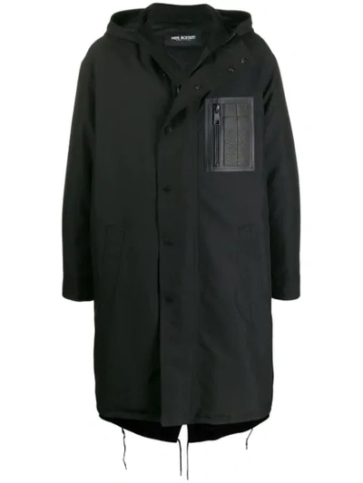 Neil Barrett Chest Pocket Parka Coat In Black