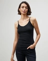 Lafayette 148 Mesh Jersey V-neck Tank In Black