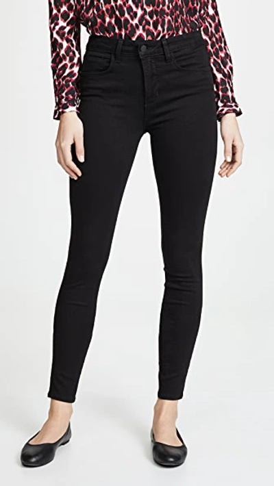 L Agence Margot High-rise Sateen Skinny Jeans In Noir Black