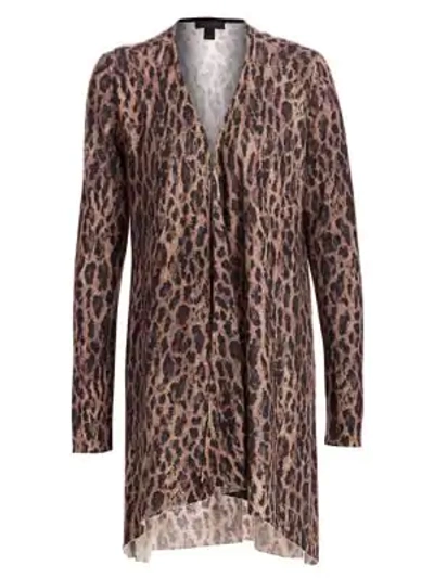 Saks Fifth Avenue Collection Leopard-print Cashmere Cardigan In Espresso Combo