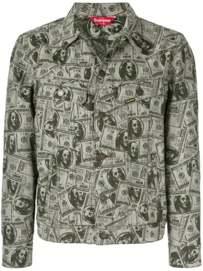 Supreme 100 Dollar Bill Trucker Jacket Fw17 In Green