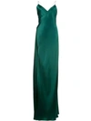 Michelle Mason Strappy Wrap Gown In Green