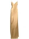 Michelle Mason Strappy Wrap Gown In Gold