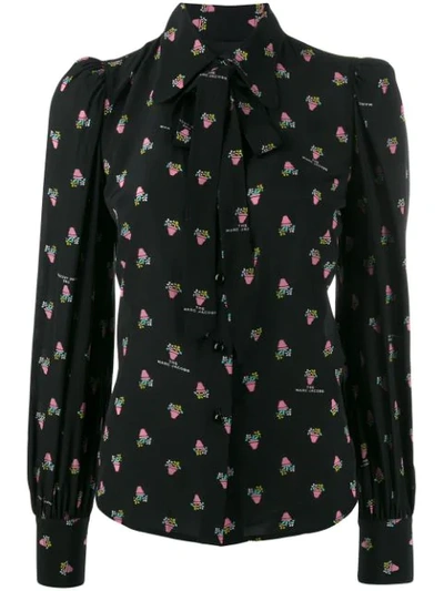 Marc Jacobs The Floral-print Loose-fit Blouse In Black