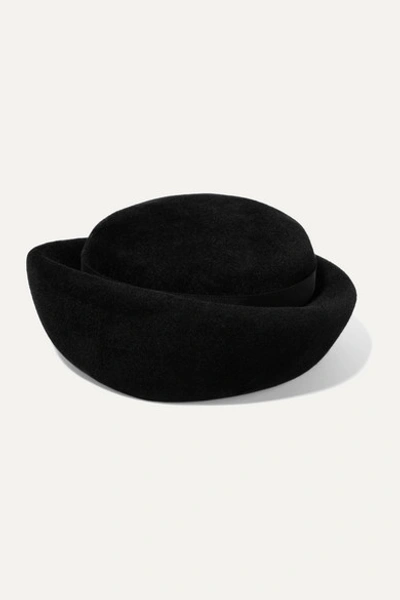 Gigi Burris Laura Grosgrain-trimmed Rabbit-felt Hat In Black