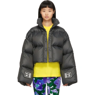 Off-white Cropped Puffer Jacket In Anthracite