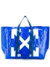 Off-white Arrows Print Oversized Tote In Blue