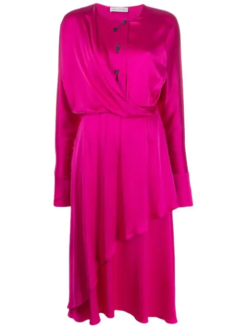 fuchsia satin dress