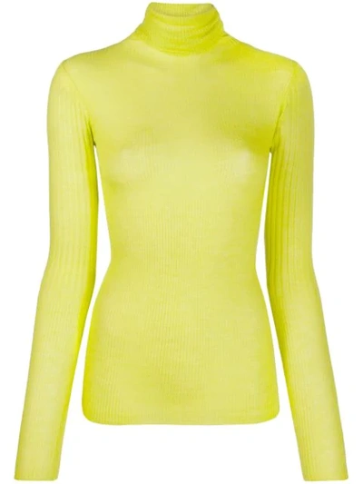 Joseph Neon Ribbed Cashmere Turtleneck Sweater In Yellow