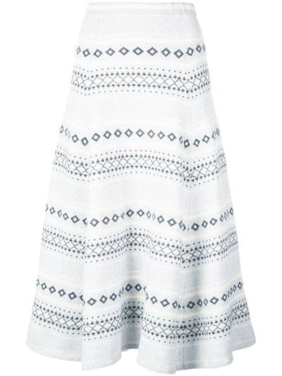 Adam Lippes Fair Isle Knitted Midi Skirt In Grey