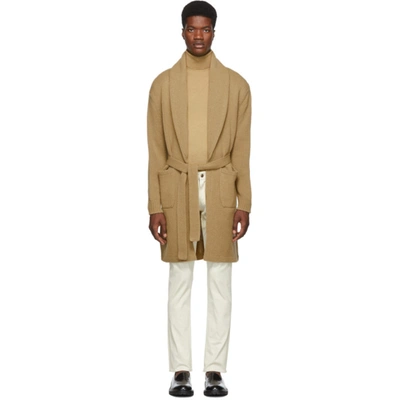 Ralph Lauren Purple Label Tan Wool And Cashmere Cardigan In Camel