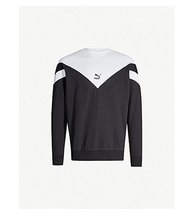 Puma Logo-print Cotton Sweatshirt In Black