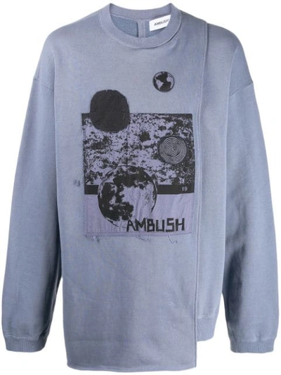 Ambush Graphic-print Cotton-jersey Sweatshirt In Blue