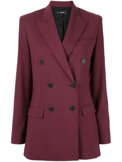 Theory Double-breasted Tailored Jacket In Purple