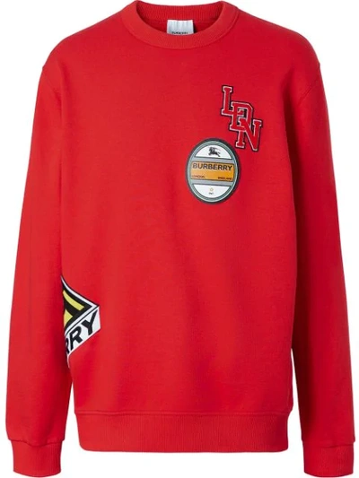 Burberry Logo Patch Cotton Jersey Sweatshirt In Red